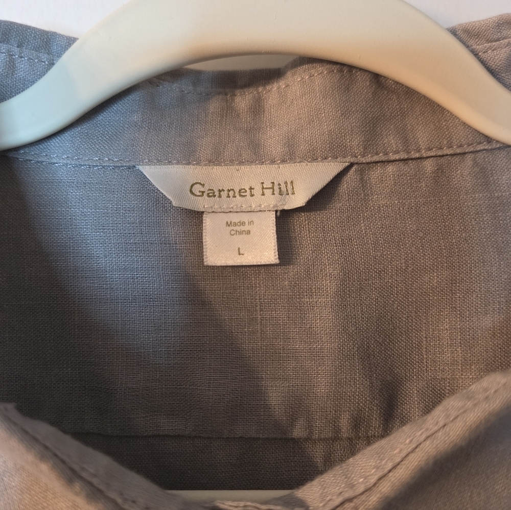 Garnet Hill Womens 100% Linen Long Sleeve Shirt Dress Tan Size L - Picture 3 of 7